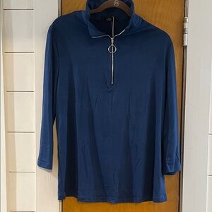 VDJ Navy Quarter-Zip Long Sleeve Top